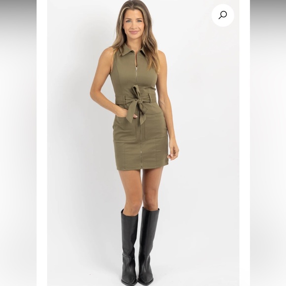 SCENIC ROUTE OLIVE UTILITY DRESS - Picture 1 of 4